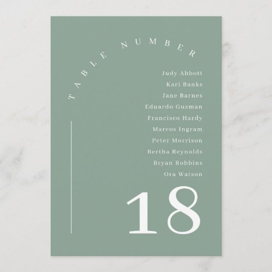 Sage Groene Boho Boog Trouwstoel Tabel Kaart (Voorkant)