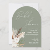 Sage Groene Boho Boog Witte Bloemen Vrijgezellenfe Kaart (Voorkant)