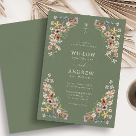 Sage Groene Boho Bruiloft Kaart