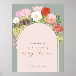 Sage Groene Boho Cactus Welkom Baby shower Poster