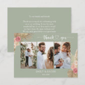 Sage groene Boho foto bruiloft bedankje Bedankkaart (Voorkant / Achterkant)