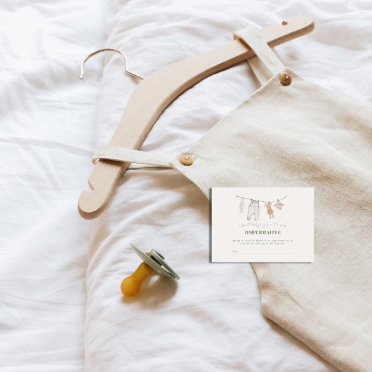 Sage Groene Boho Luier Raffle Baby shower Informatiekaartje