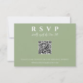 Sage Groene Boho QR Code Online Leuk Bruiloft RSVP Kaartje (Voorkant)