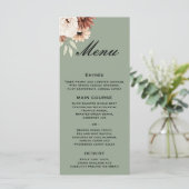Sage Groene Boho Wildbloemen Bruiloft Menu (Staand voorkant)
