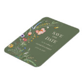 Sage Groene Boho Wildbloemen Sla de datum Kaart Magneet (Linkerzijde)