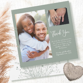 Sage Groene Boho Wildflower Bruiloft Dank u Kaart