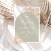 Sage Groene Boog Boho Bloemen Jongens Doop Kaart