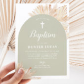 Sage Groene Boog Boho Bloemen Jongens Doop Kaart