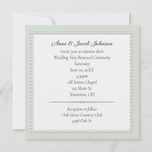 Sage Groene Boog Op Kant Bruiloft Gelofte Vernieuw Kaart (Achterkant)