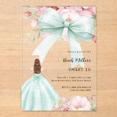 Sage groene boog roze bloemen jurk duidelijk Sweet Acryl Uitnodigingen (Voorkant)