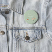 Sage groene bosdier baby shower ronde button 5,7 cm (In situ)