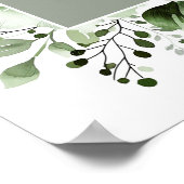 Sage Groene Botanische Bloemen Huwelijk Welkom Tek Poster (Hoek)