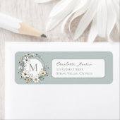 Sage Groene Botanische Boho Monogram Retouradres Etiket (Insitu)