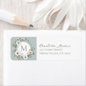 Sage Groene Botanische Boho Monogram Retouradres Etiket (Insitu)