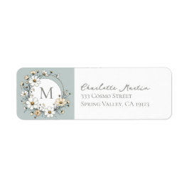 Sage Groene Botanische Boho Monogram Retouradres Etiket