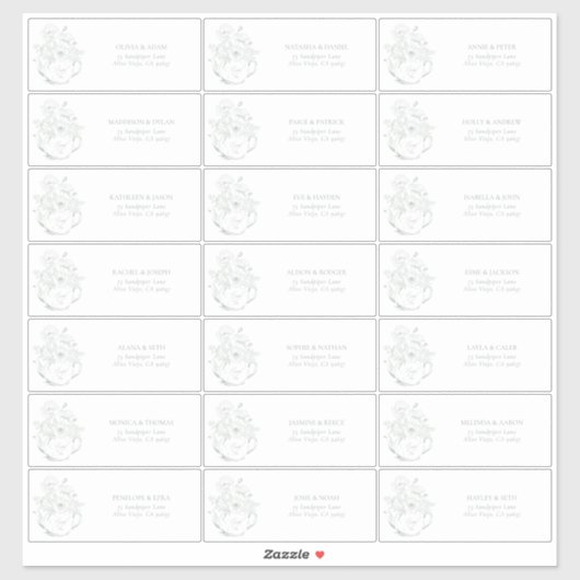 Sage Groene Botanische Bruidsthee Gastadres Sticker (Vel)