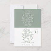 Sage Groene Botanische Bruidsthee Place Card RSVP Kaartje (Voorkant)