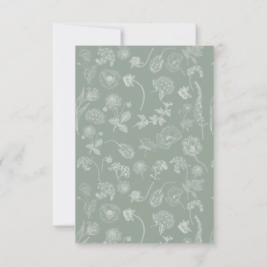 Sage Groene Botanische Bruidsthee Place Card RSVP Kaartje (Achterkant)