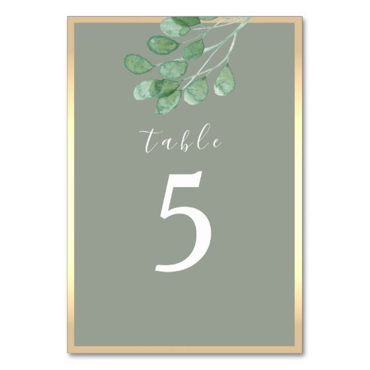 Sage Groene Botanische Bruiloft Tafelnummer (Achterkant)