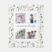 Sage groene botanische elegante moderne familie 4  fleece deken (Voorkant)