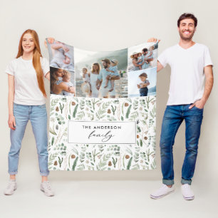 Sage groene botanische elegante moderne familie 5  fleece deken