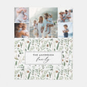 Sage groene botanische elegante moderne familie 5  fleece deken (Voorkant)