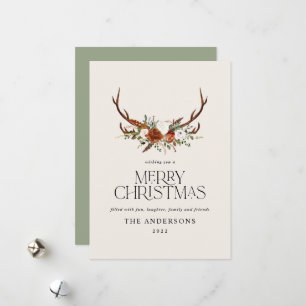 Sage groene botanische elegante vlek florale feestdagenkaart