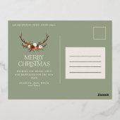 Sage-groene botanische elegantvlek rustige moderne folie feestdagen briefkaart (Achterkant)