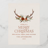 Sage-groene botanische elegantvlek rustige moderne folie feestdagen briefkaart (Voorkant)