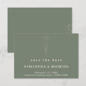 Sage Groene botanische Floral Vervaldatum essentie Kaart (Voorkant / Achterkant)