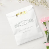 Sage groene botanische kam monogram bruiloft bedankzakje (Gezegeld)