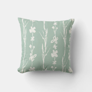 Sage Groene Botanische Print Boerderij Stijl Kussen