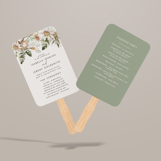 Sage-groene botanische rustige moderne elegant handwaaier