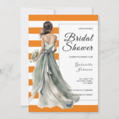 Sage Groene Bruid Sinaasappel Strepen Vrijgezellen Kaart (Voorkant)