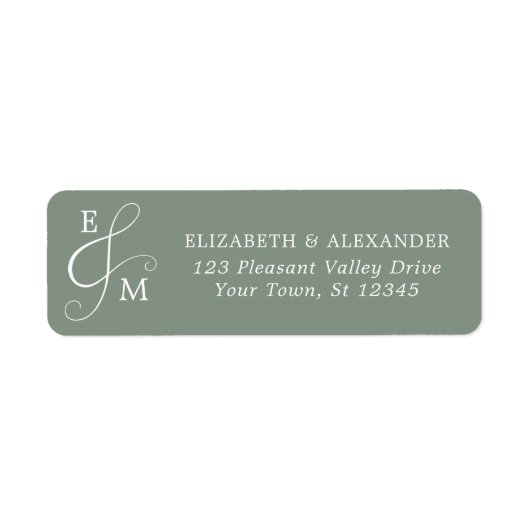 Sage Groene Bruiloft Ampersand Retouradres Etiket (Voorkant)