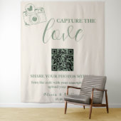 Sage Groene Bruiloft | Capture The Love QR Code Wandkleed (In situ)