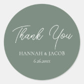 Sage Groene Bruiloft Dank U Favor Sticker (Voorkant)