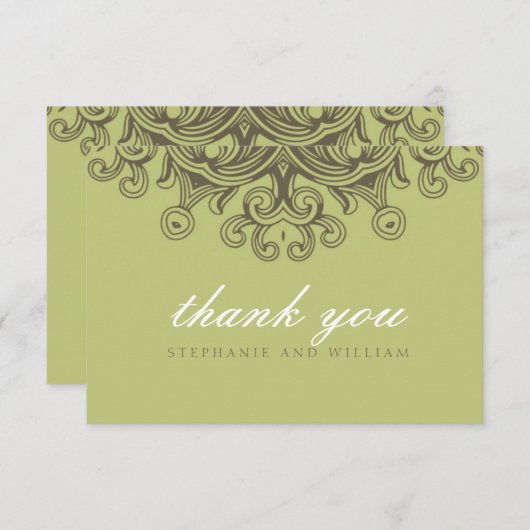  Sage Groene Bruiloft Dank u Kaart (Voorkant / Achterkant)