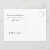Sage Groene Bruiloft Dank u Kaarten Elegant Script (Achterkant)