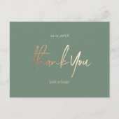 Sage Groene Bruiloft Dank u Kaarten Elegant Script (Voorkant)