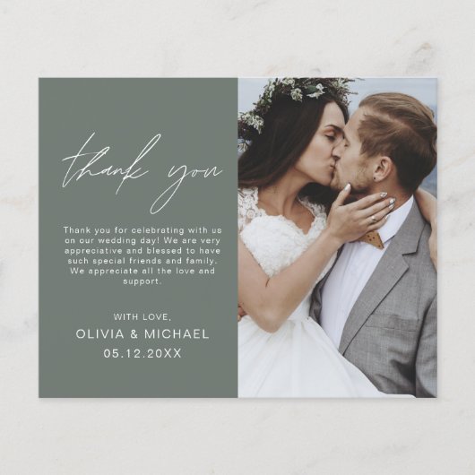 Sage Groene Bruiloft Dank u Kaarten Flyer (Voorkant)