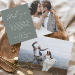 Sage Groene Bruiloft Dank u Kaarten Flyer<br><div class="desc">Budget Wedding Dank u Kaarten die een foto op de voor- en achterkant hebben. Dank u kaarten bevat een moderne hand geschreven kromme manuscripttypografie die elegant,  eenvoudig en modern zijn om na u de dag van de bruiloft te gebruiken.</div>