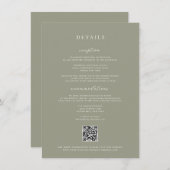 Sage Groene Bruiloft Details Kaart (Voorkant / Achterkant)