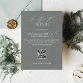 Sage Groene Bruiloft Details Kaart met QR Code