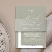 Sage Groene Bruiloft Elegante Kalligrafie Uitnodigingen Wikkel