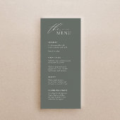 Sage Groene Bruiloft Menu met Gast Naam en Script