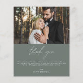 Sage Groene Bruiloft Minimalist Dank u Kaarten (Achterkant)