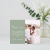 Sage Groene Bruiloft Minimalist Dank u Kaarten (Staand voorkant)