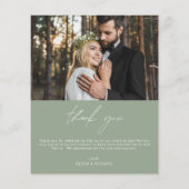 Sage Groene Bruiloft Minimalist Dank u Kaarten (Achterkant)