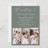 Sage Groene Bruiloft Minimalistische QR-code Kaart (Voorkant)